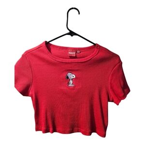 Peanuts Bold Red Short Sleeve Crop Top